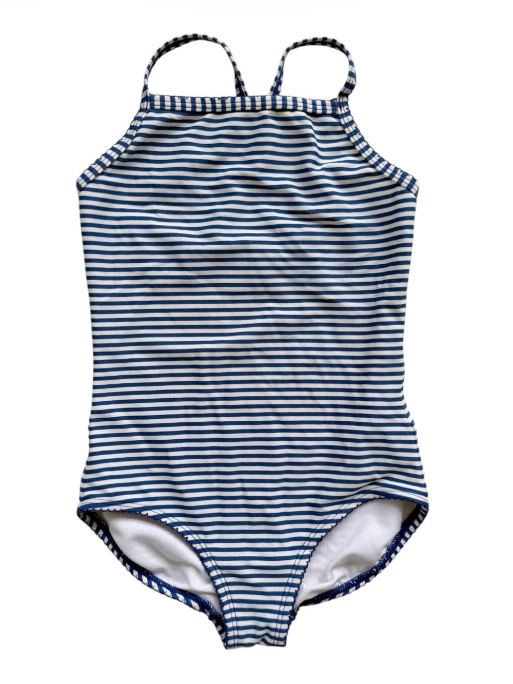 Hanna Andersson Navy and White Pinstriped One Piece Swimsuit Size 4